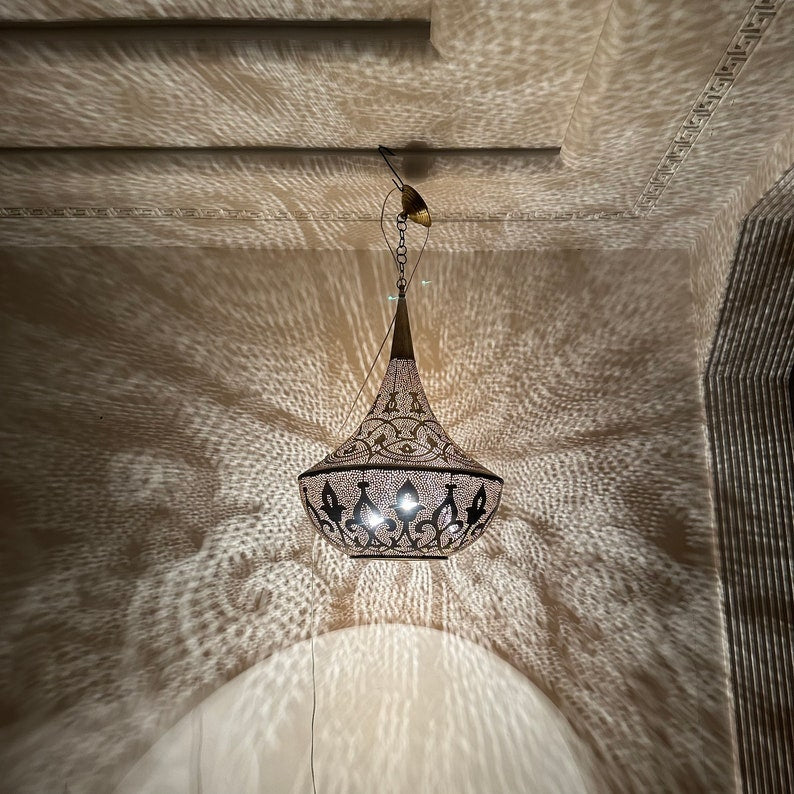 Order by Size : Moroccan Handmade Brass Ceiling Pendant Light (Raneem)