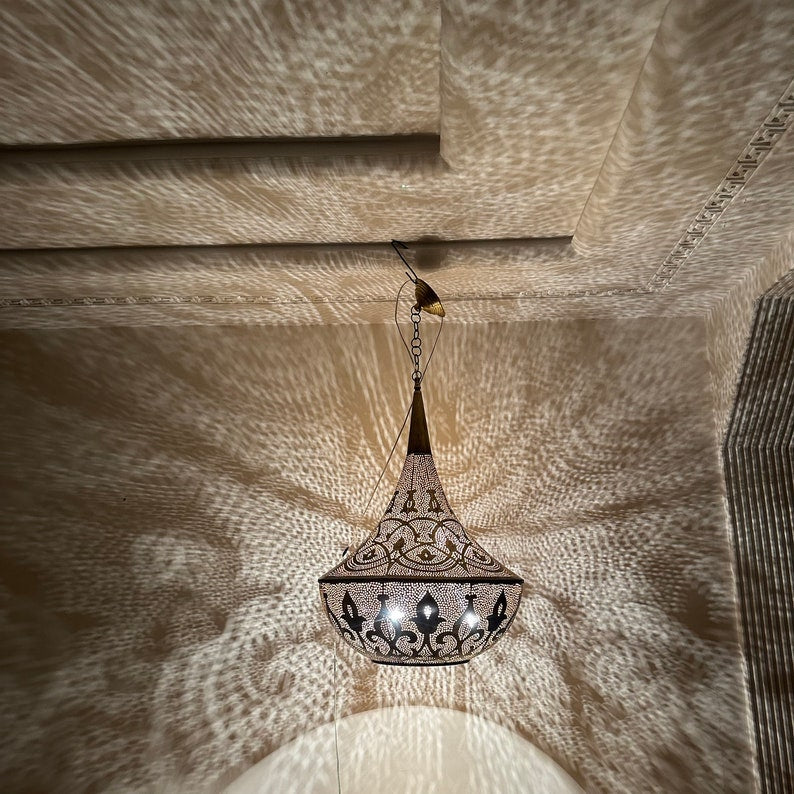 Order by Size : Moroccan Handmade Brass Ceiling Pendant Light (Raneem)
