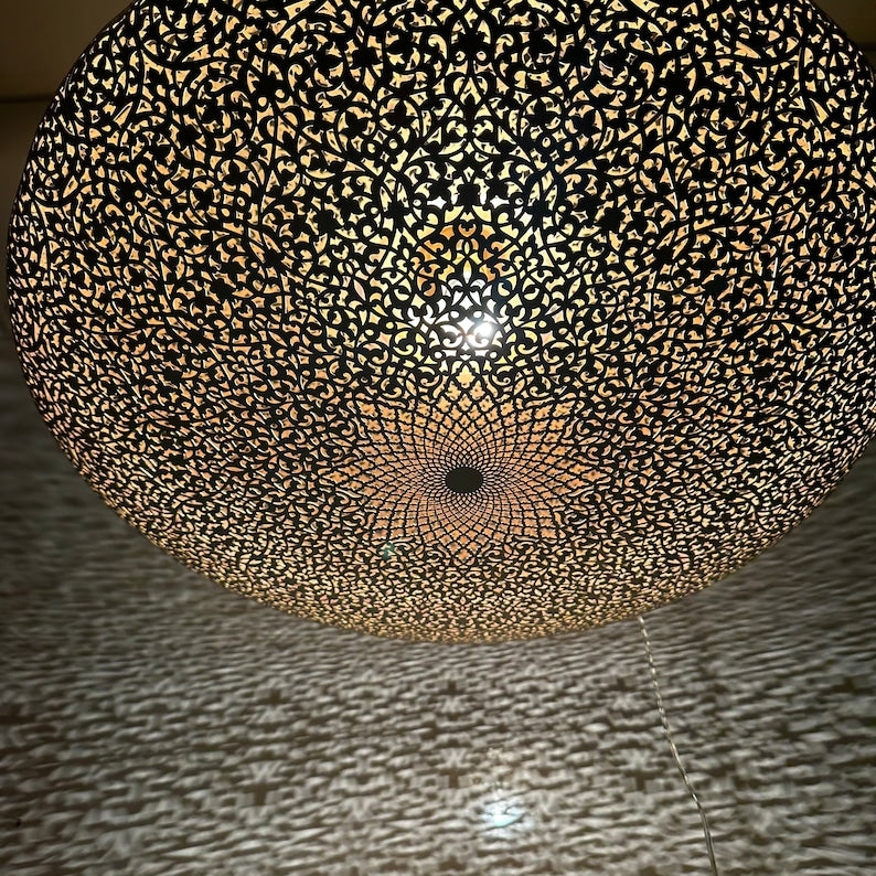 Order by Size : Moroccan Handmade Brass Ceiling Pendant Light (Shifa)