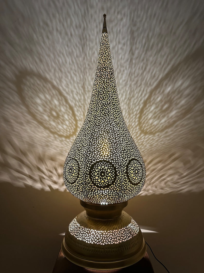 Order by Size : Moroccan Handmade Brass Table Lamp (ghazala)