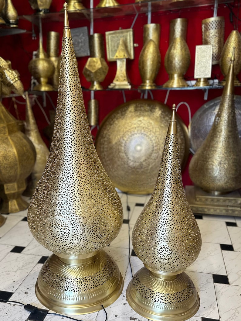 Order by Size : Moroccan Handmade Brass Table Lamp (ghazala)