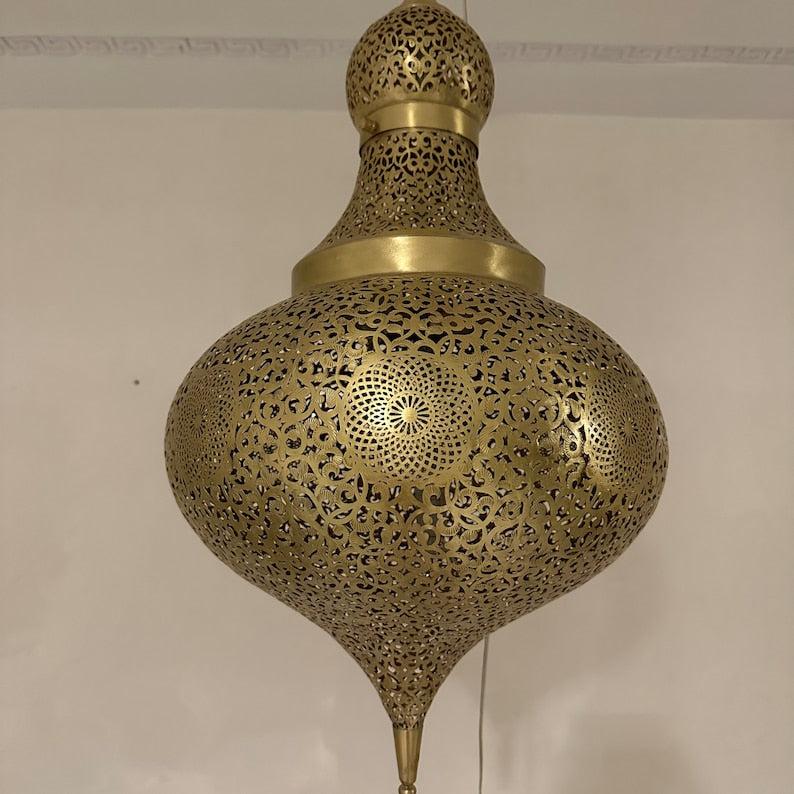 Moroccan Handmade Brass Ceiling Pendant Light (Afara)