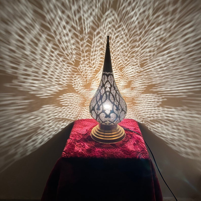 Order by Size : Moroccan Handmade Brass Table Lamp (Ahood)