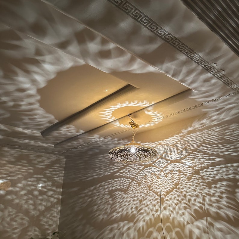 Order by Size : Moroccan Handmade Brass Ceiling Pendant Light (Warda)
