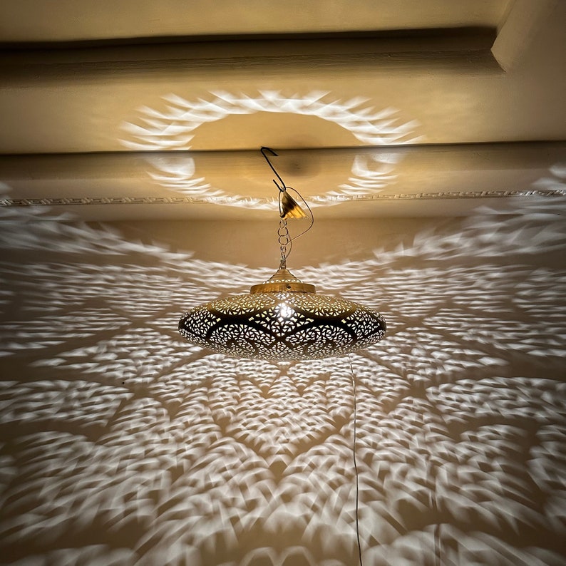 Order by Size : Moroccan Handmade Brass Ceiling Pendant Light (Warda)