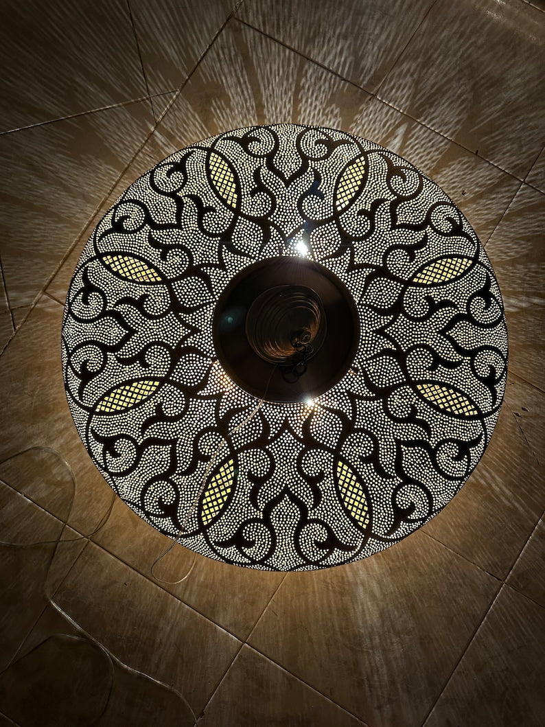 Order by Size : Moroccan Handmade Brass Ceiling Pendant Light (Rayhana)