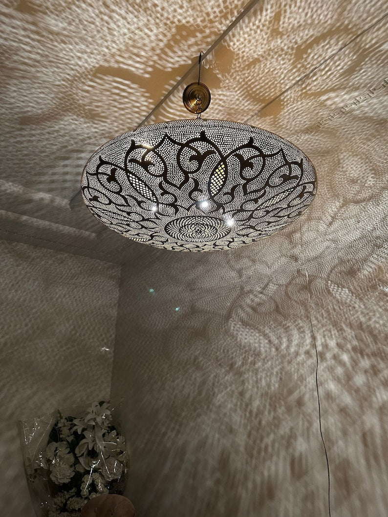 Order by Size : Moroccan Handmade Brass Ceiling Pendant Light (Rayhana)