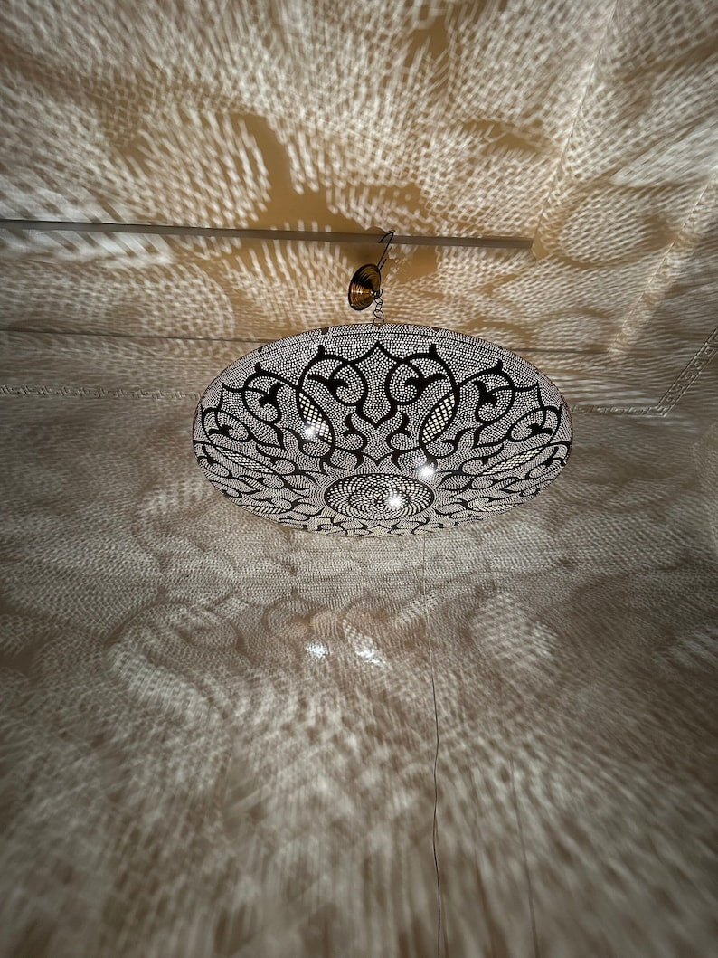 Order by Size : Moroccan Handmade Brass Ceiling Pendant Light (Rayhana)