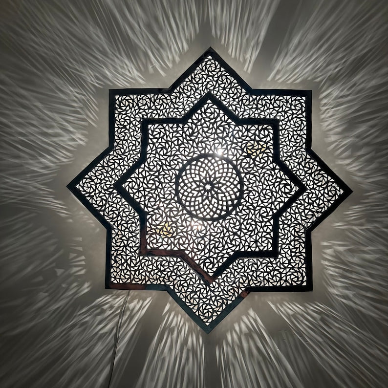 Order by Size : Moroccan handmade brass round wall light lamp ( OUEJDA)