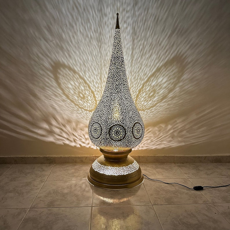 Order by Size : Moroccan Handmade Brass Table Lamp (ghazala)