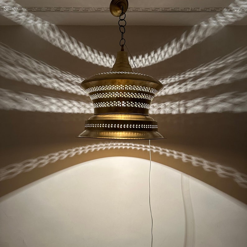 Moroccan Handmade Brass Ceiling Pendant Light (Ameerah)