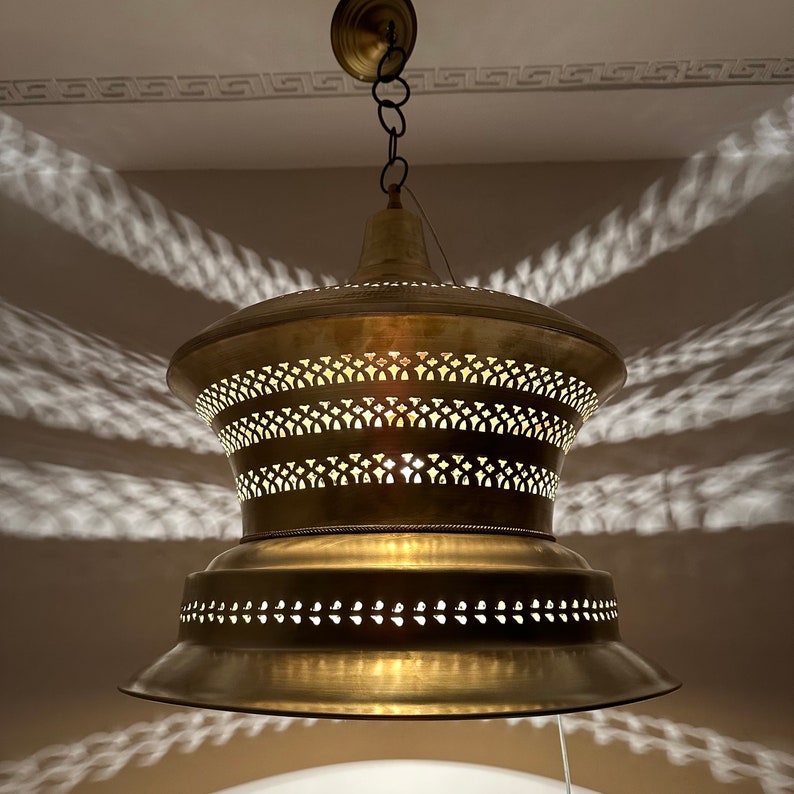 Moroccan Handmade Brass Ceiling Pendant Light (Ameerah)