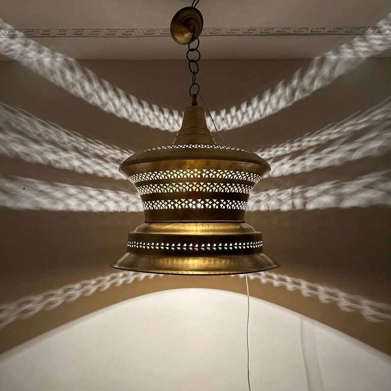 Moroccan Handmade Brass Ceiling Pendant Light (Ameerah)