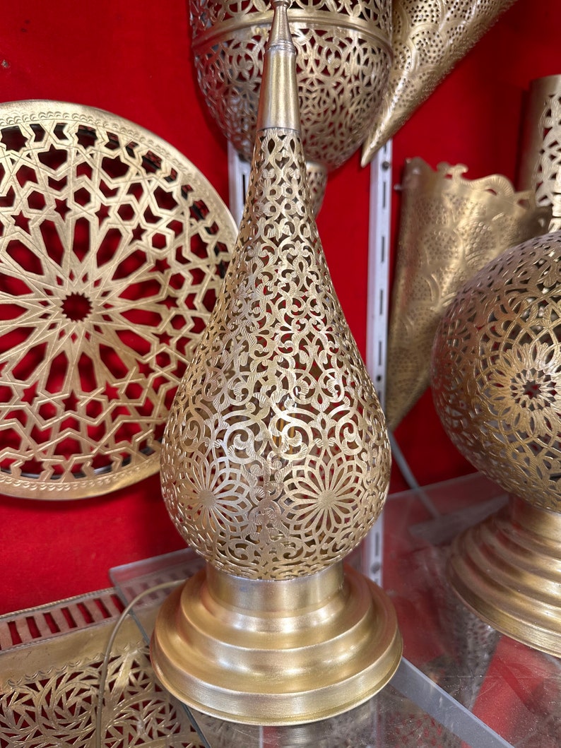 Order by Size : Moroccan Handmade Brass Table Lamp (Basmah)