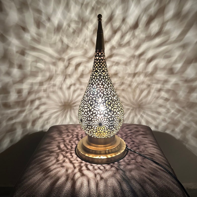 Order by Size : Moroccan Handmade Brass Table Lamp (Basmah)