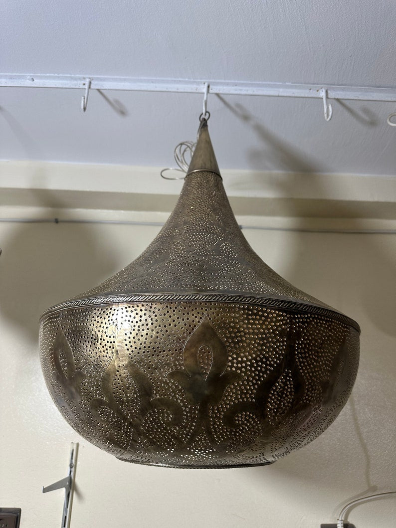 Order by Size : Moroccan Handmade Brass Ceiling Pendant Light (Raneem)