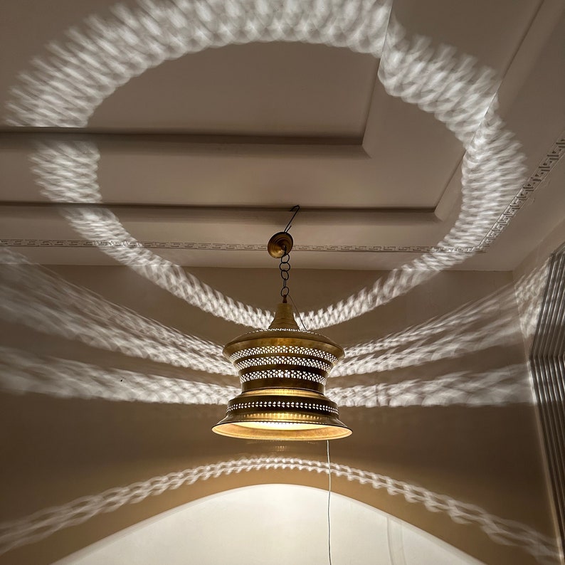 Moroccan Handmade Brass Ceiling Pendant Light (Ameerah)