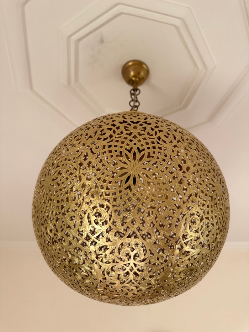 Order by Size : Moroccan Handmade Brass Ceiling Pendant Light (Intisar)