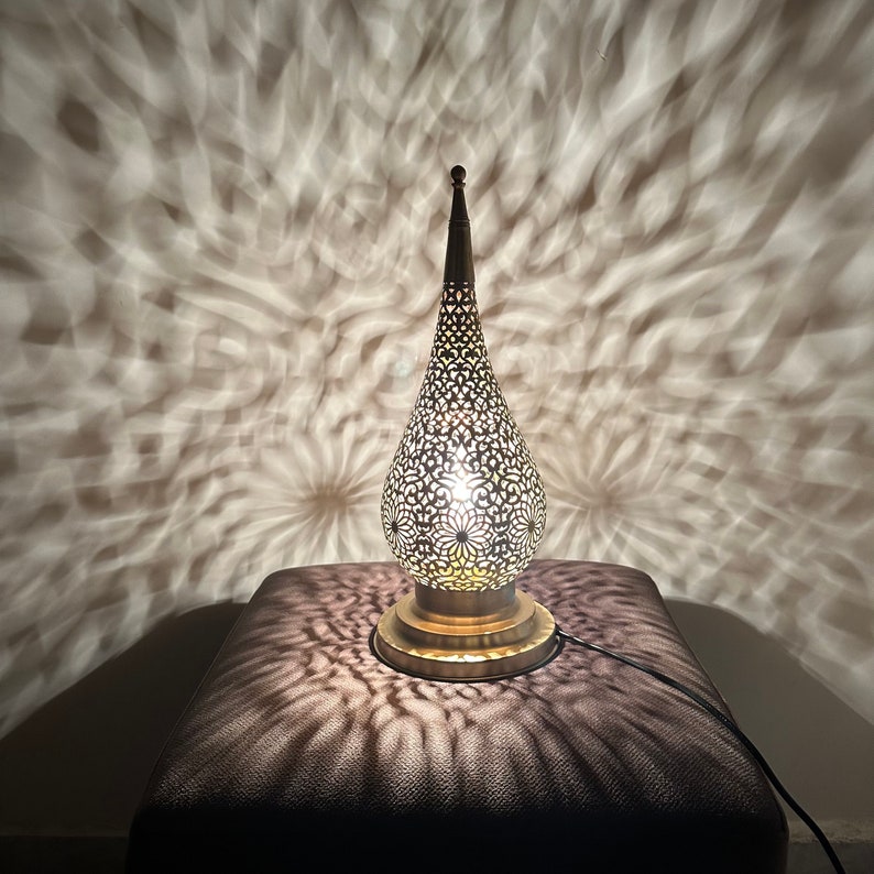 Order by Size : Moroccan Handmade Brass Table Lamp (Basmah)