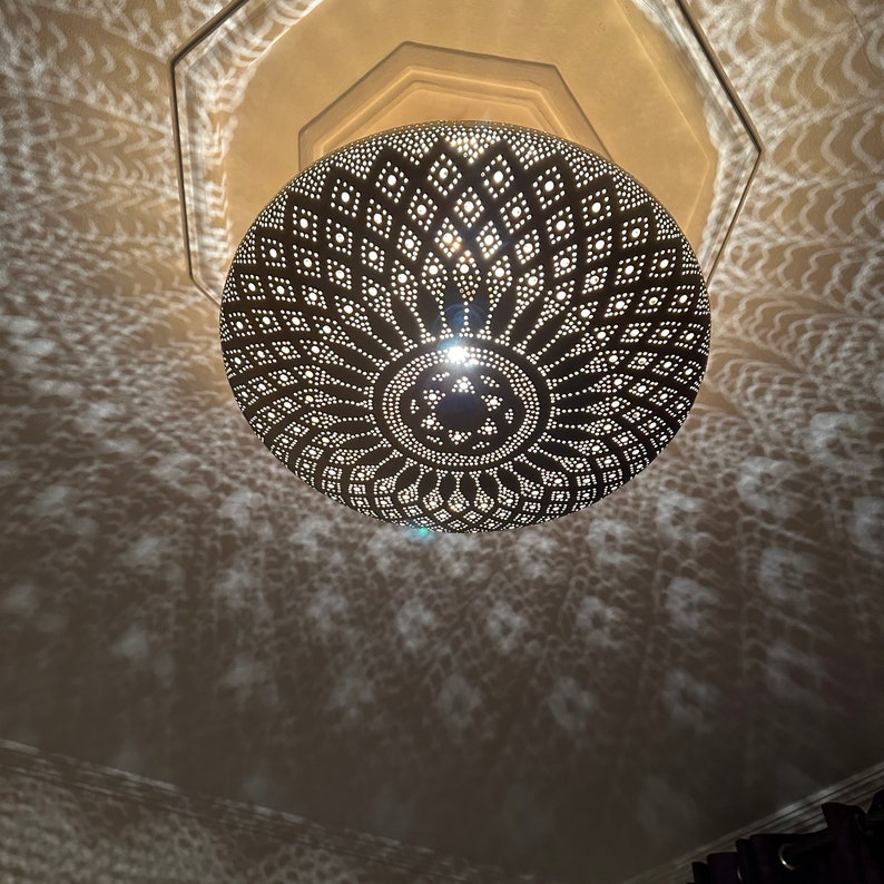 Order by Size : Moroccan Handmade Brass Ceiling Pendant Light (Naeema)