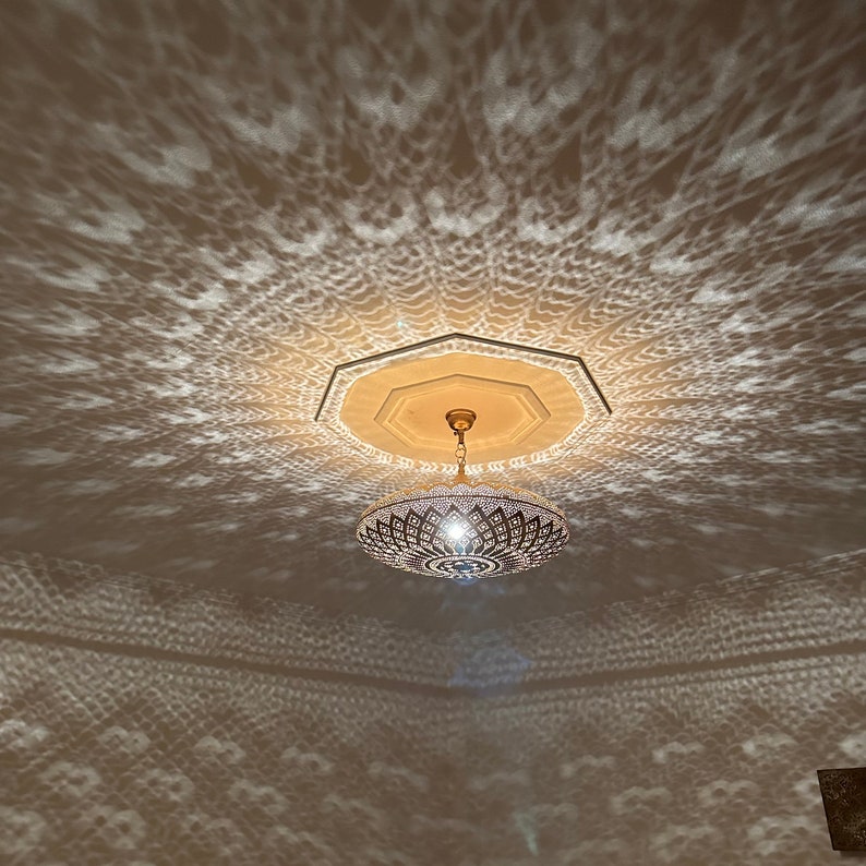 Order by Size : Moroccan Handmade Brass Ceiling Pendant Light (Naeema)