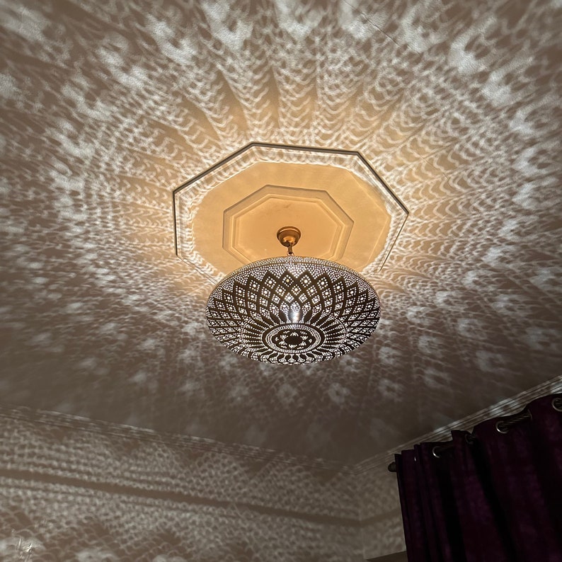 Order by Size : Moroccan Handmade Brass Ceiling Pendant Light (Naeema)