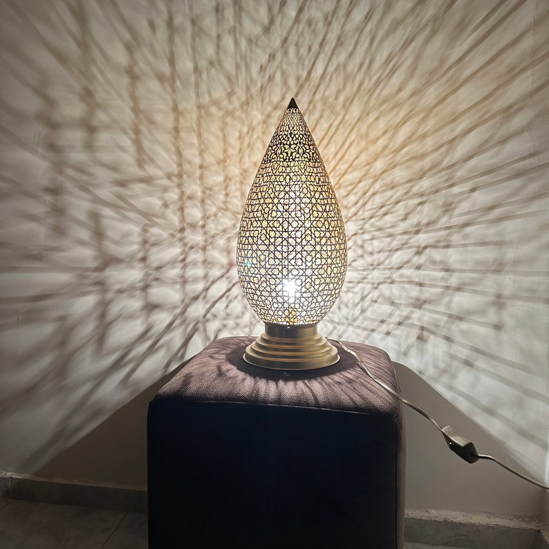 Moroccan Handmade Brass Table Lamp (Bahia)