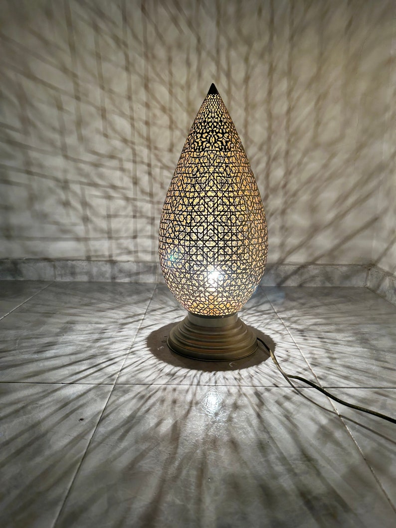 Moroccan Handmade Brass Table Lamp (Bahia)