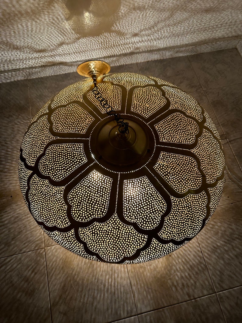 Order by Size : Moroccan Handmade Brass Ceiling Pendant Light (Sadiya)