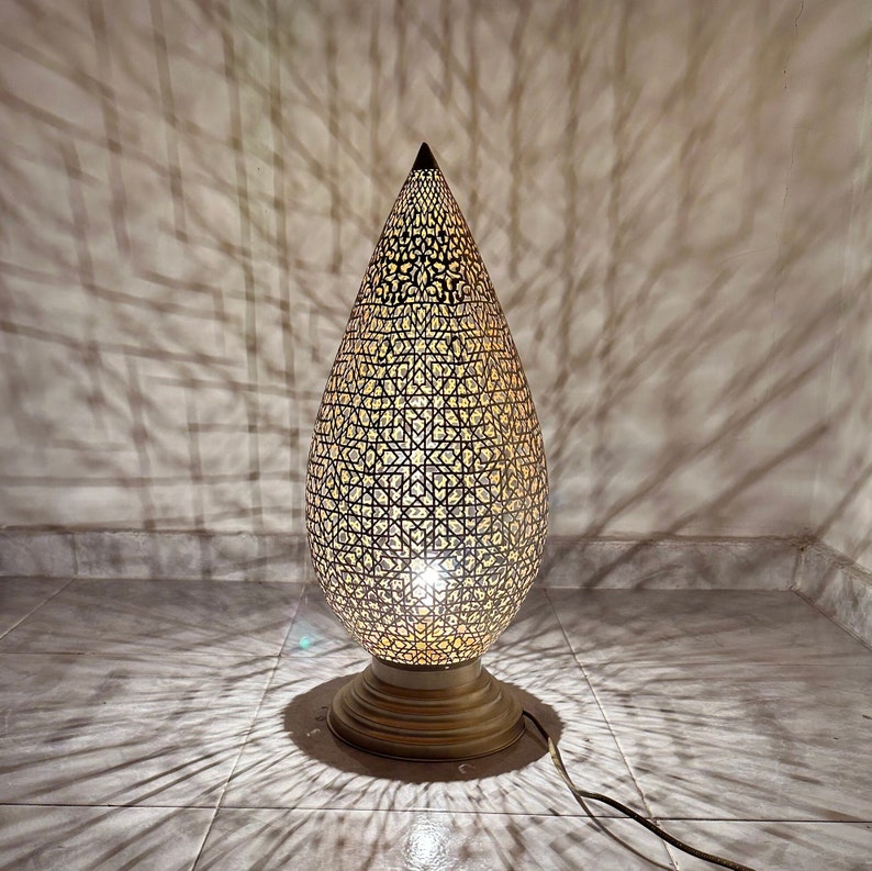 Moroccan Handmade Brass Table Lamp (Bahia)