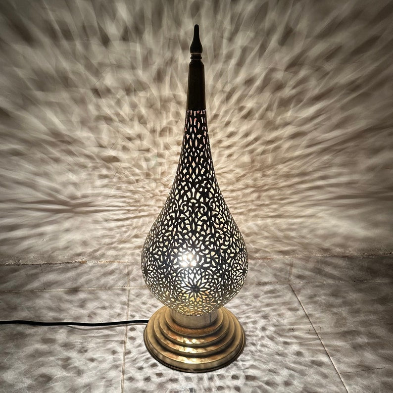Order by Size : Moroccan Handmade Brass Table Lamp (Anoud)