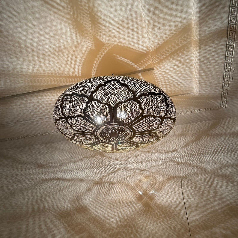 Order by Size : Moroccan Handmade Brass Ceiling Pendant Light (Sadiya)