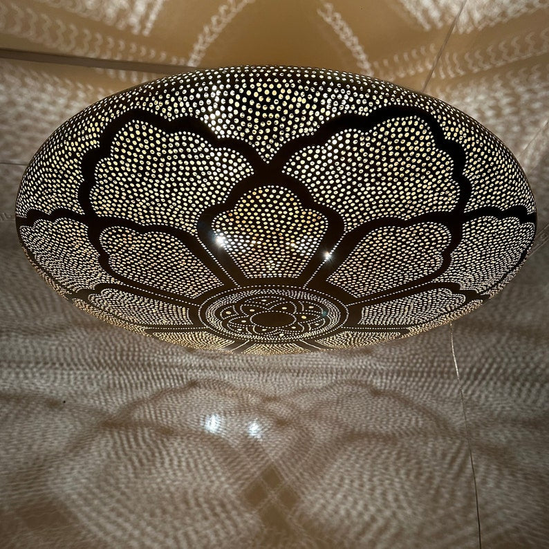 Order by Size : Moroccan Handmade Brass Ceiling Pendant Light (Sadiya)