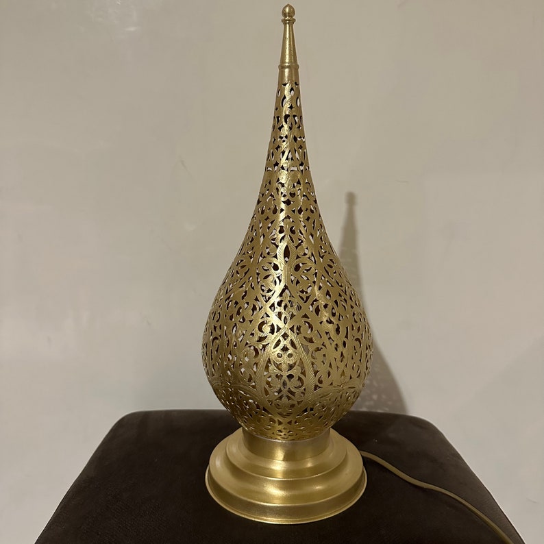 Order by Size : Moroccan Handmade Brass Table Lamp (Maram)