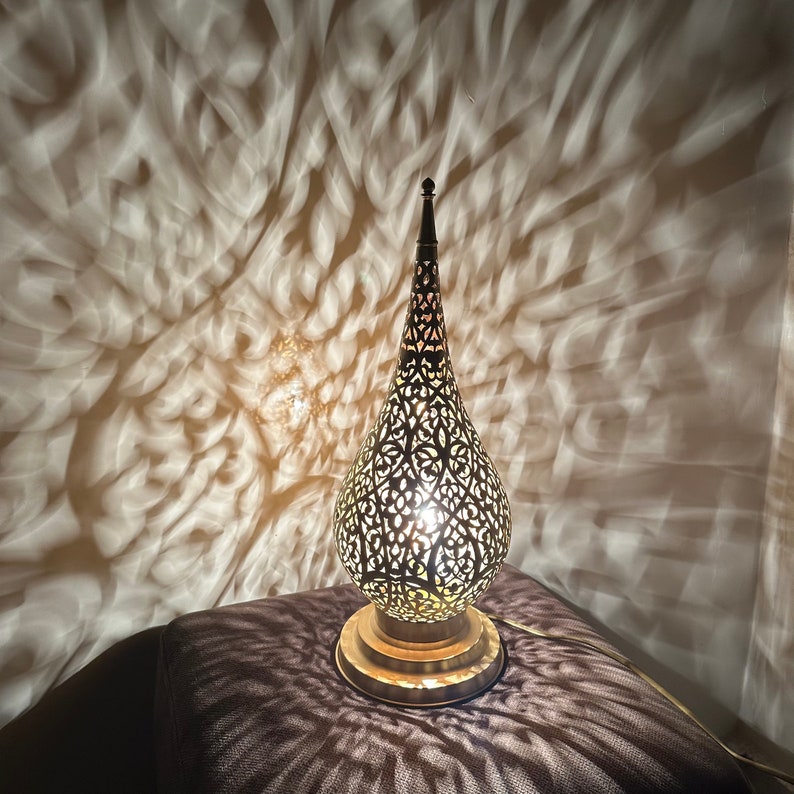 Order by Size : Moroccan Handmade Brass Table Lamp (Maram)