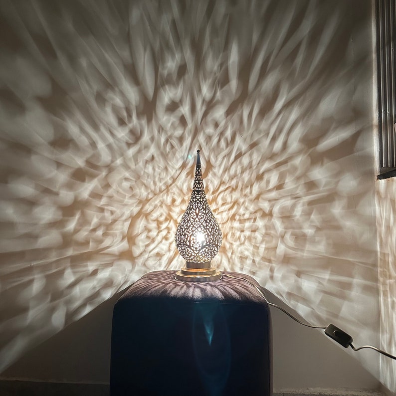 Order by Size : Moroccan Handmade Brass Table Lamp (Maram)