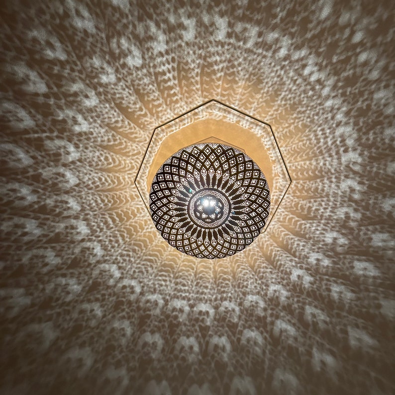 Order by Size : Moroccan Handmade Brass Ceiling Pendant Light (Naeema)