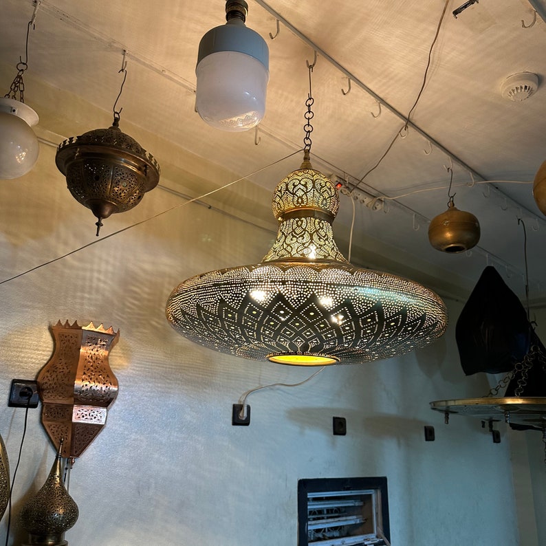 Order by Size : Moroccan Handmade Brass Ceiling Pendant Light (Rasha)