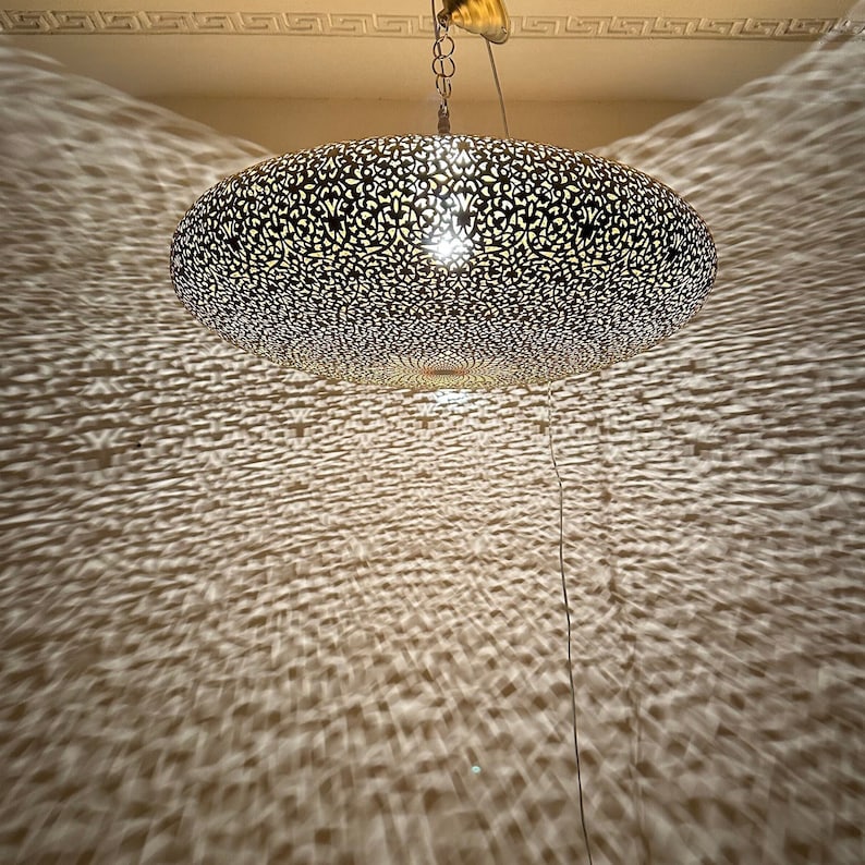 Order by Size : Moroccan Handmade Brass Ceiling Pendant Light (Shifa)