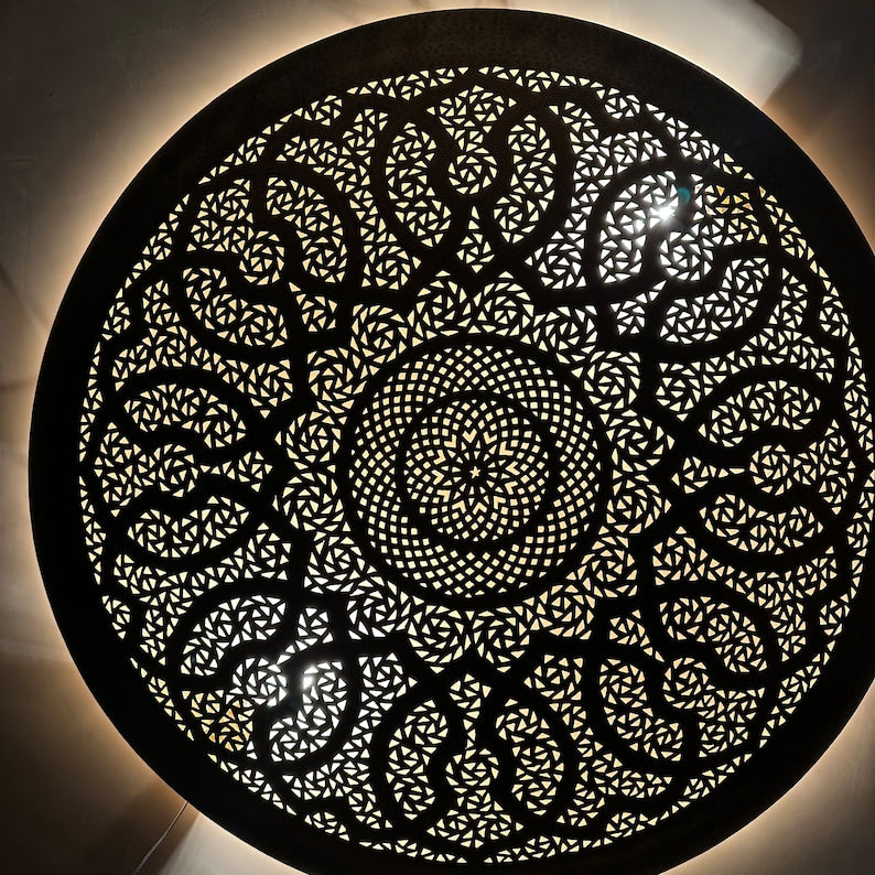 Order by Size : Moroccan handmade brass round wall light lamp ( casablanca)