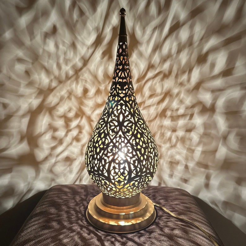 Order by Size : Moroccan Handmade Brass Table Lamp (Maram)