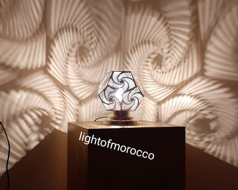 Moroccan Handmade Brass Table Lamp (Atheer)