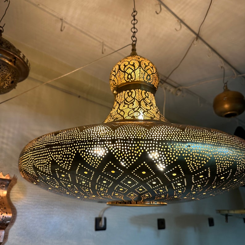 Order by Size : Moroccan Handmade Brass Ceiling Pendant Light (Rasha)
