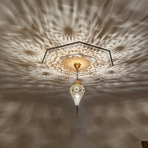 Moroccan Handmade Brass Ceiling Pendant Light (Aṣil)