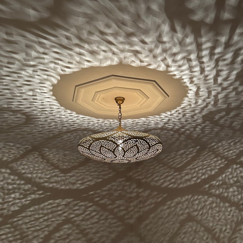Order by Size : Moroccan Handmade Brass Ceiling Pendant Light (Rayhana)