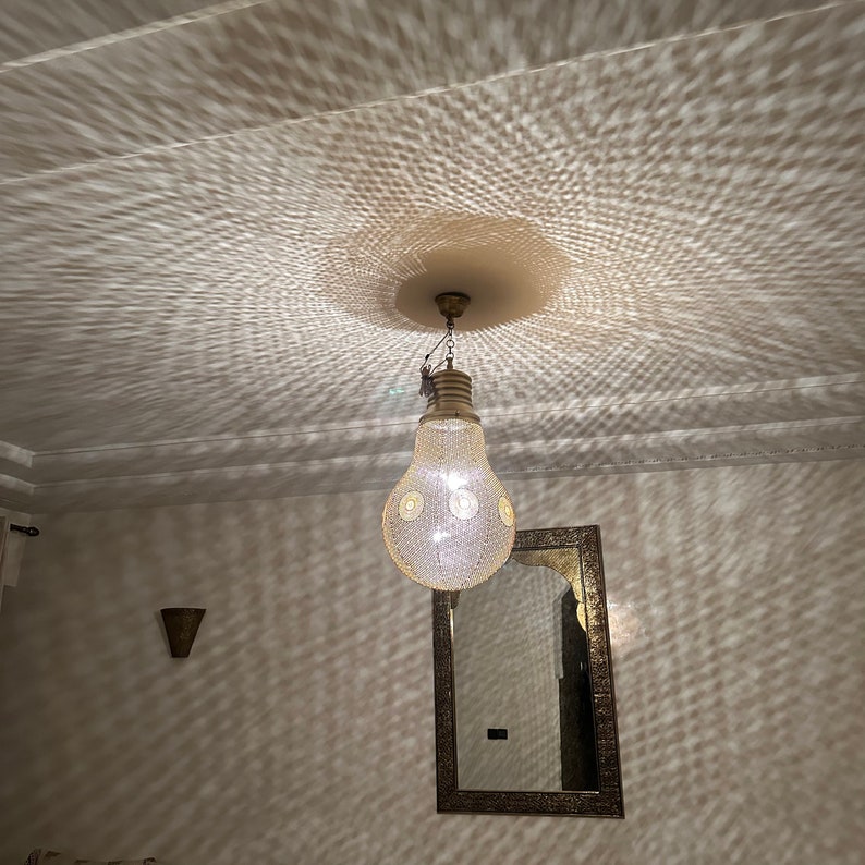 Moroccan Handmade Brass Ceiling Pendant Light (Numidia)