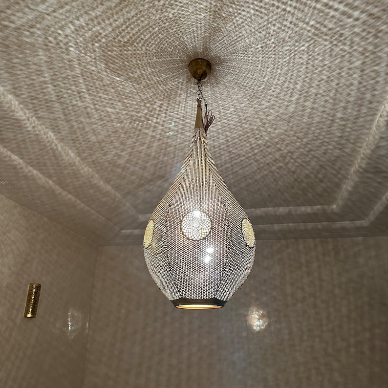 Moroccan Handmade Brass Ceiling Pendant Light (Nanna)