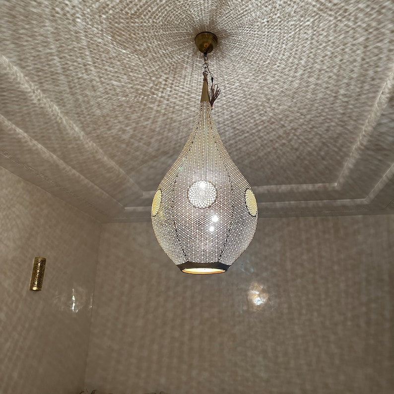Moroccan Handmade Brass Ceiling Pendant Light (Nanna)