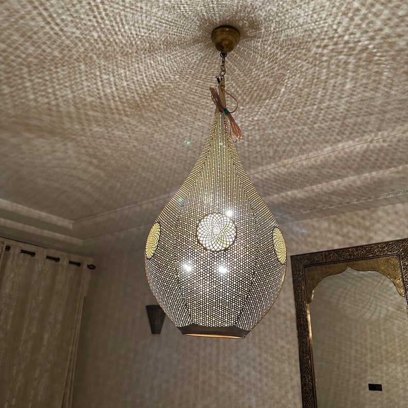 Moroccan Handmade Brass Ceiling Pendant Light (Nanna)