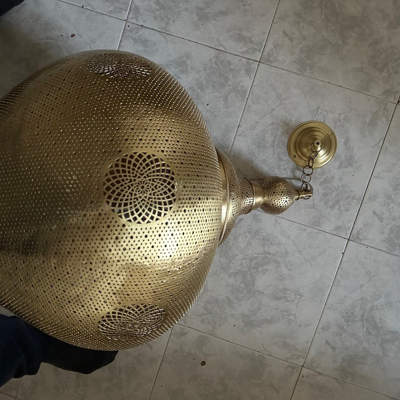 Moroccan Handmade Brass Ceiling Pendant Light (Mahveen)